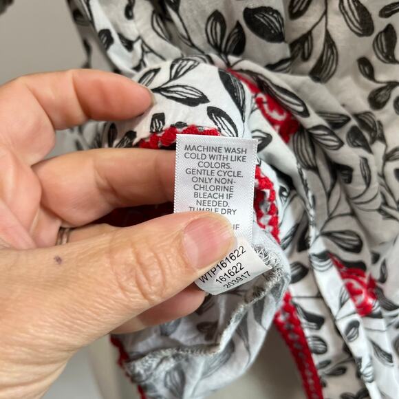 J Jill White Red Embroidered Cotton Tassel Top Boho Size M Petite - Picture 5 of 9